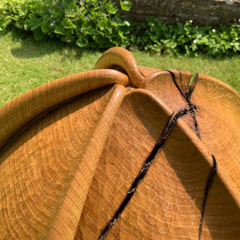 monumental oiled oak bud sculpture