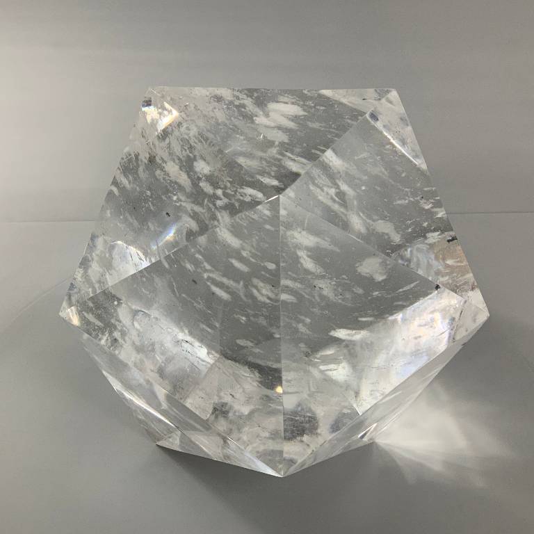 smelted quartz worked into an icosahedron