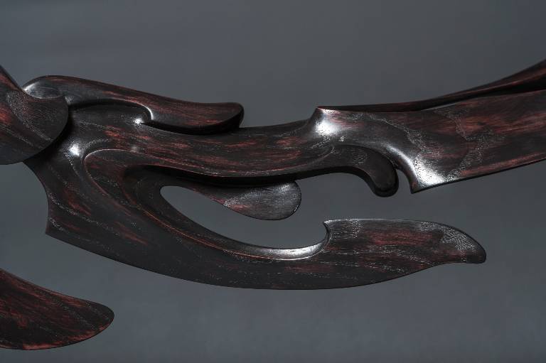 detail of the back section of the carving on the sculpture