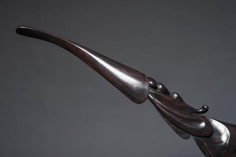 Detail of the carved ash wood sculpture