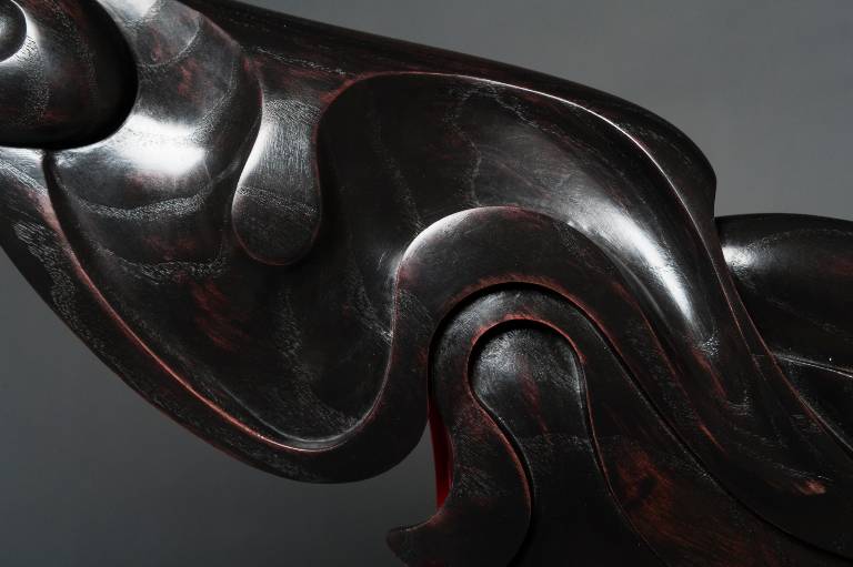 detail of the ebonised ash sculpture