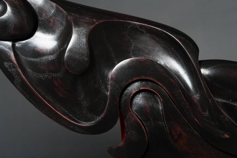 detail of the ebonised ash sculpture