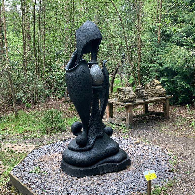 misti leitz abstract statue in burnt oak