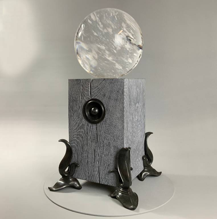 Luminaire a beautiful designer lamp in quartz, oak and bronze by Misti Leitz